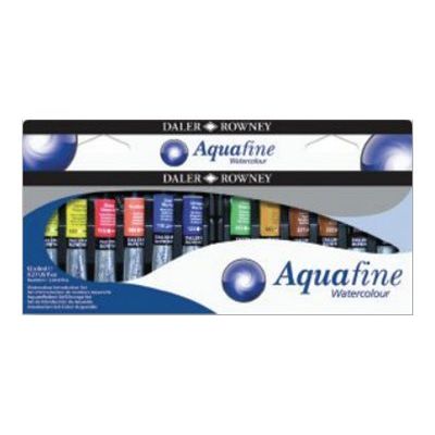 Daler-Rowney Aquafine - 12 tubes d'aquarelle - 8 ml - couleurs assorties