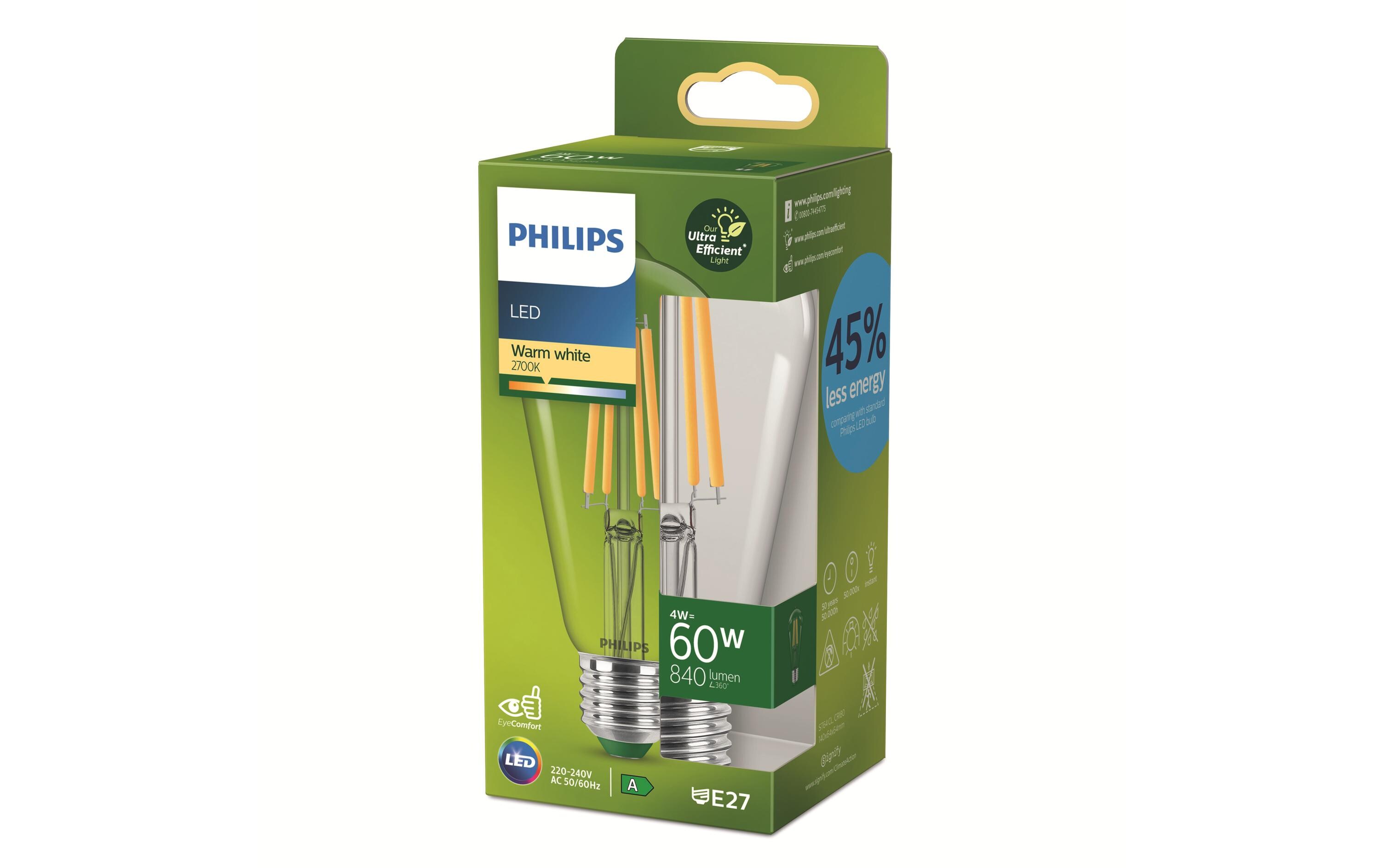 Lampe E27 Edison LED, Ultra-Effizient, Warmweiss, 60W ErsatzUltraeffizientes LED-Leuchtmittel