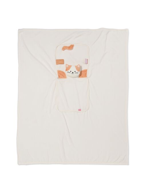 coussin peluche avec plaid chat