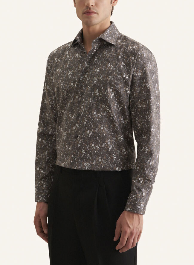 Seidensticker Business Shirt Regular Long sleeve Kent-Collar Print Grey
