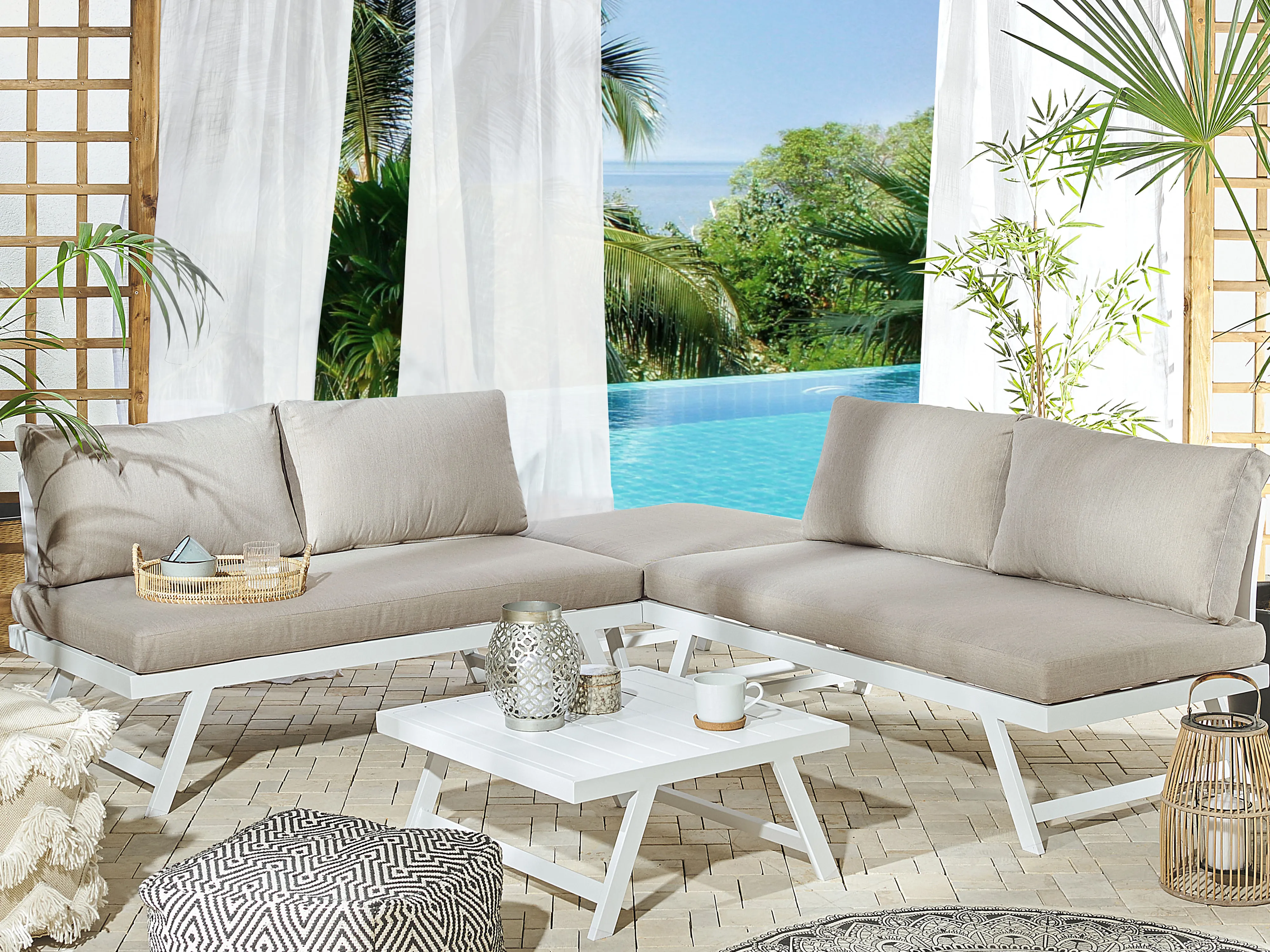 Tuin hoekloungeset met tafel 5-zits COCCORINO Metaal Taupe