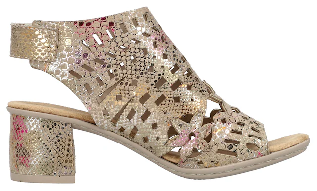 Rieker Sandalette  , Sommerschuh, Sandale, Blockabsatz, mit modischer Schaftgestaltung