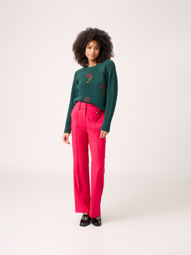Pull avec détails broderies fleurs