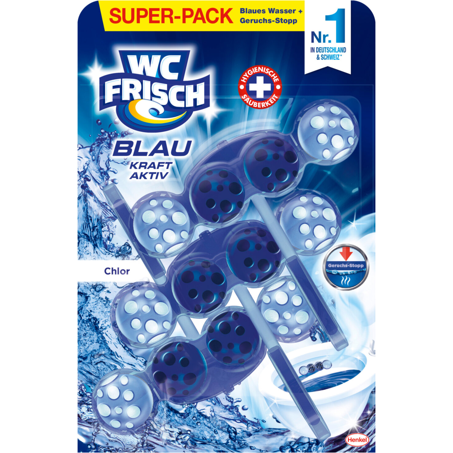 WC Frisch Blau-Kraft-Aktiv Chlor 3x50g