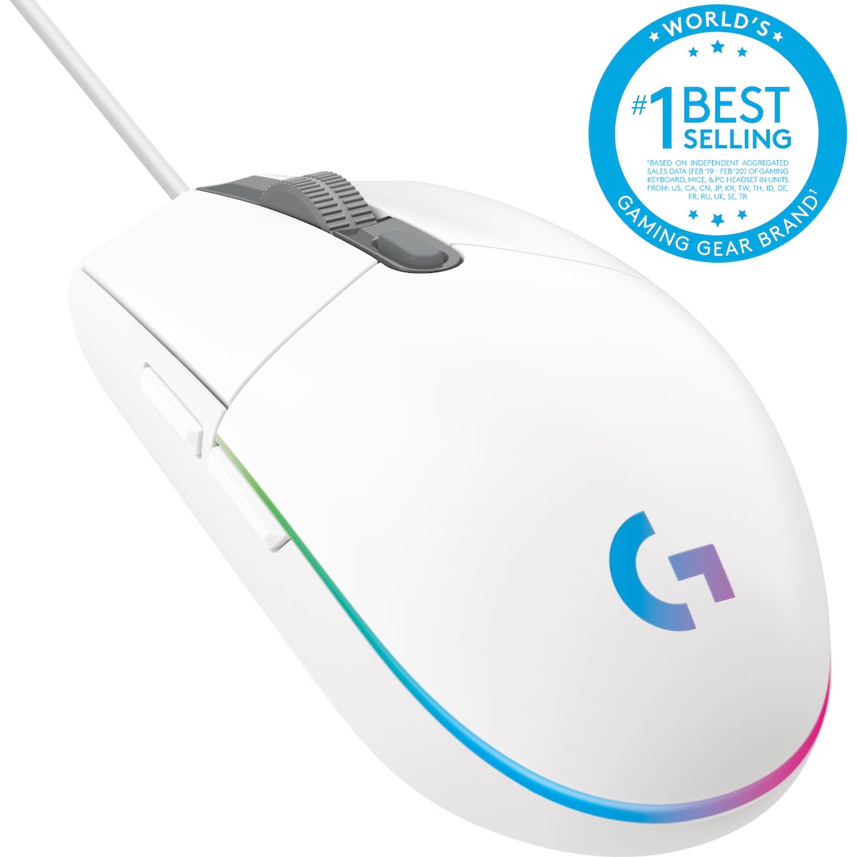Logitech G203 Lightsync gamingmus (hvit)