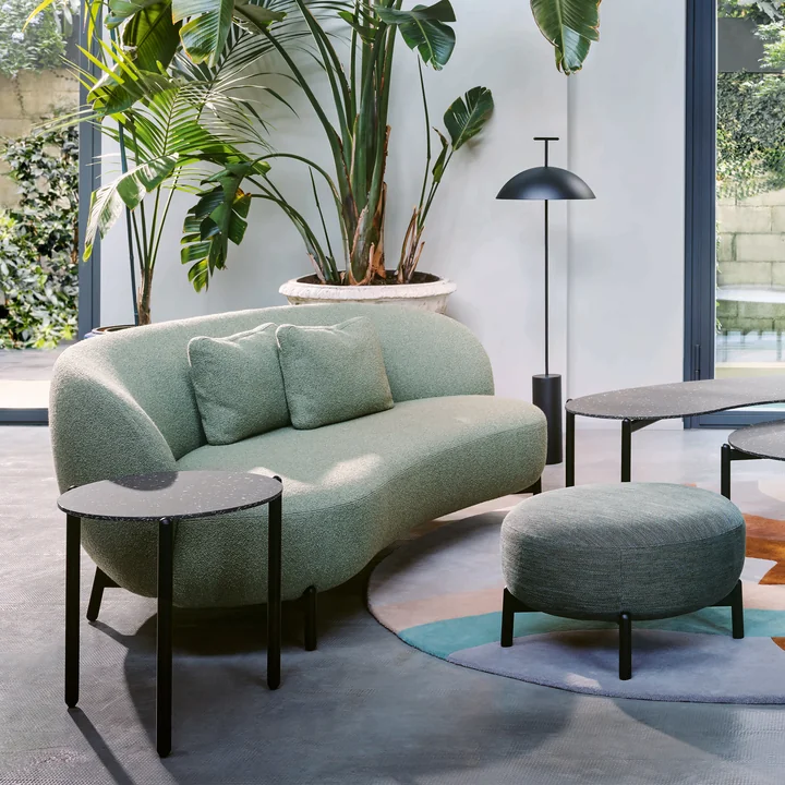 Kartell - Lunam Sofa, schwarz / weiss (Stoff Curly)