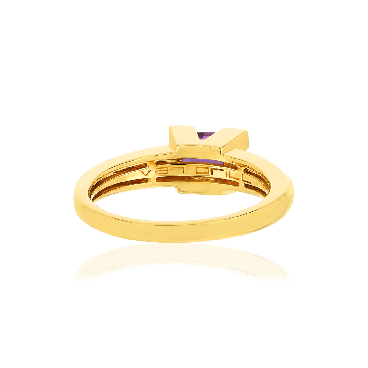 Bague VAN BRILL or jaune 750, améthyste, diamant.