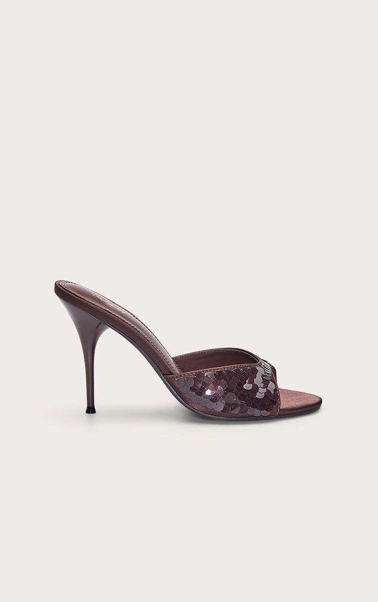 Chocolat Mules À Talons Hauts À Paillettes