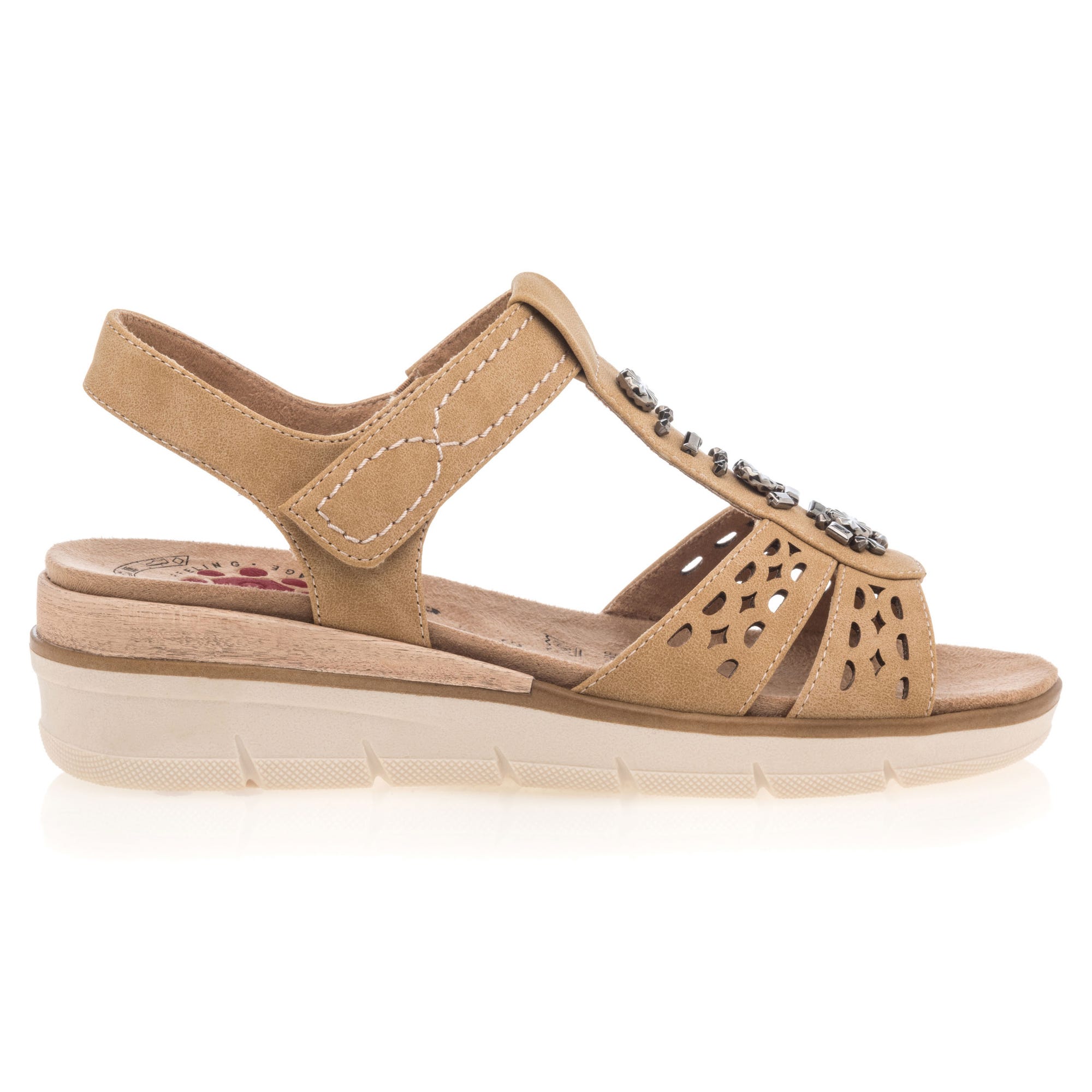 Sandales à talon compensé Femme camel