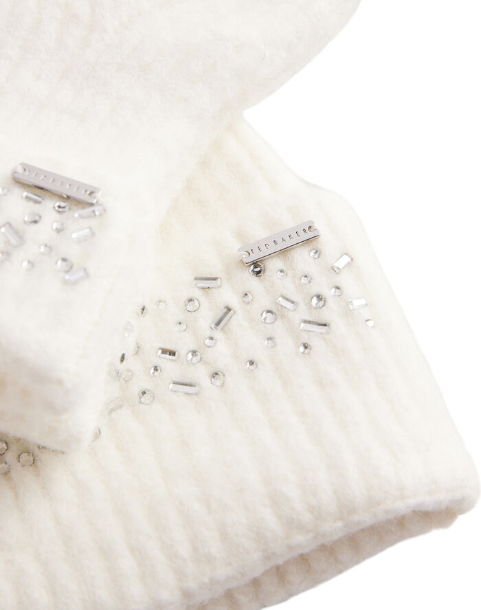 Ted Baker KERIIS Rhinestone Knitted Hat and G Cream