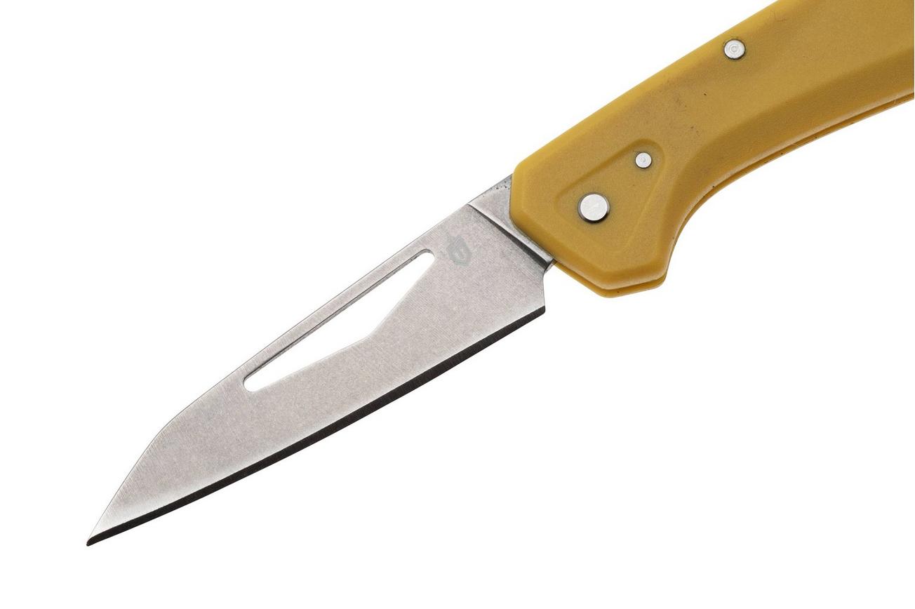Gerber LST Mini 1074532, Stonewashed 440A, Yellow Nylon zakmes