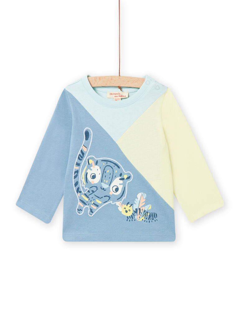 T-shirt tricolore motifs tigre fantaisie bébé garçon