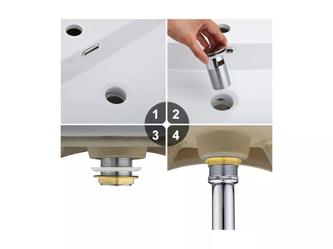 Auralum max 2pcs Bonde de Lavabo avec Trop Plein,Bonde de Lavabo Pop Up Valve,Bonde de Lavabo avec Panier à Crépine pour Salle de Bain,Chromé