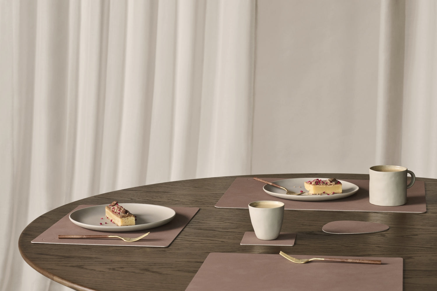 LIND DNA Placemats Nupo - Leer - Old Rose - 45 x 35 cm - 2 Stuks