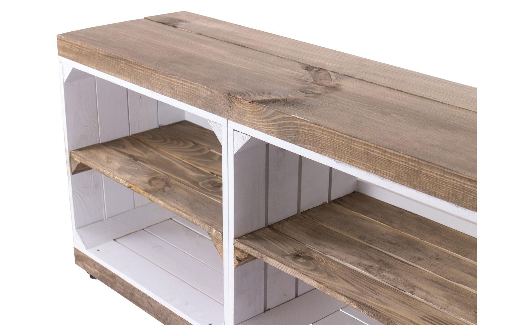 Regal auf Rollen Vintage, Weiss / Braun, 100 x 50 cm<br>Vintage Regal auf Rollen