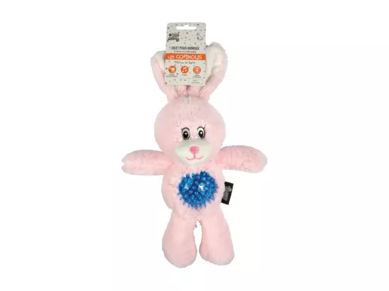 Jouet peluche lapin sonore avec balle pour chien 
