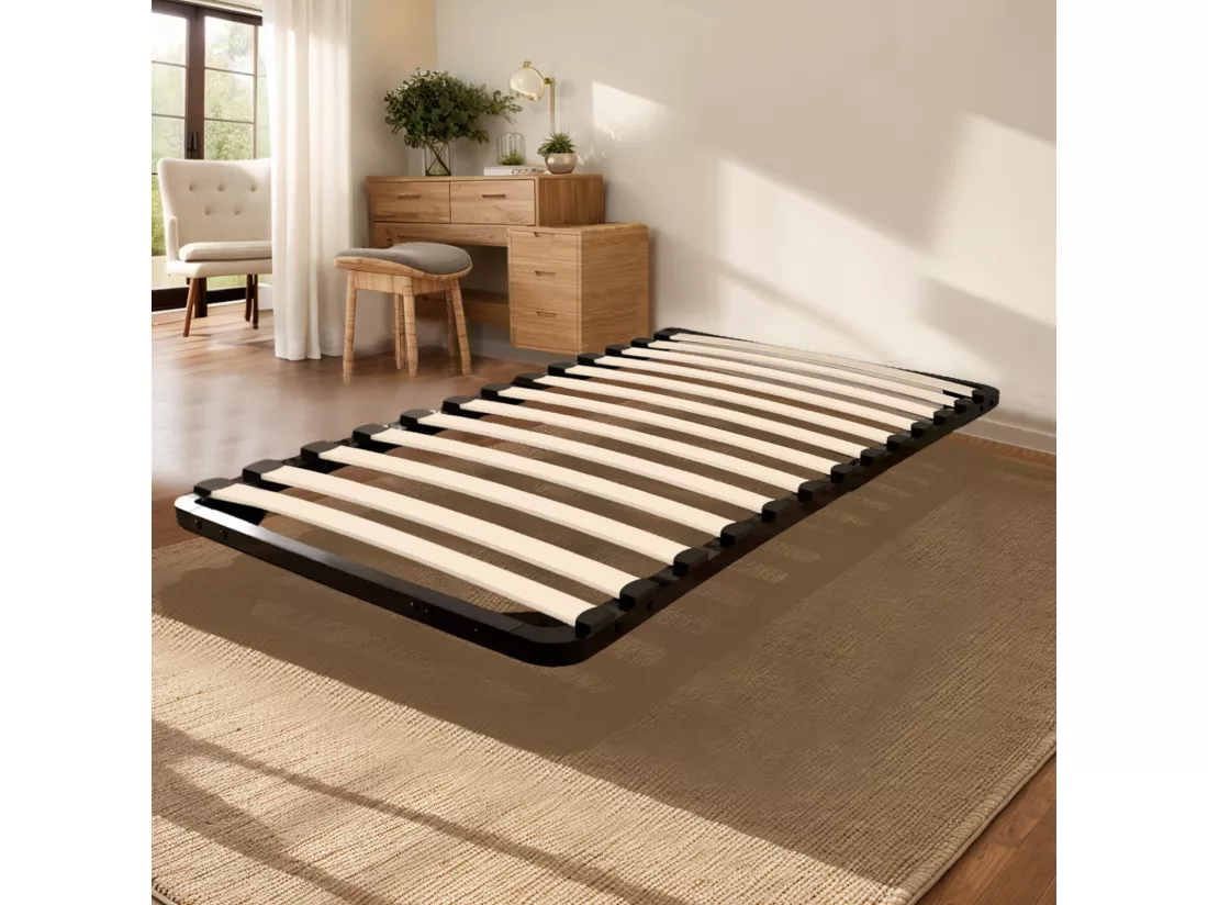 Sommier 90x190cm sans Pied - Sommiers à Lattes en Bois - 14 Lattes