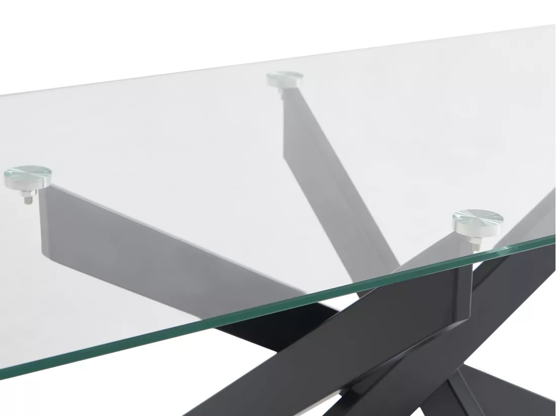 Table basse en verre trempé et métal noir - Transparent - COSIMA