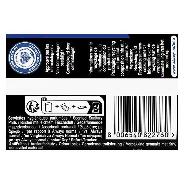 Absorventes noturnos Always Ultra Secure com abas, pacote com 9 unidades