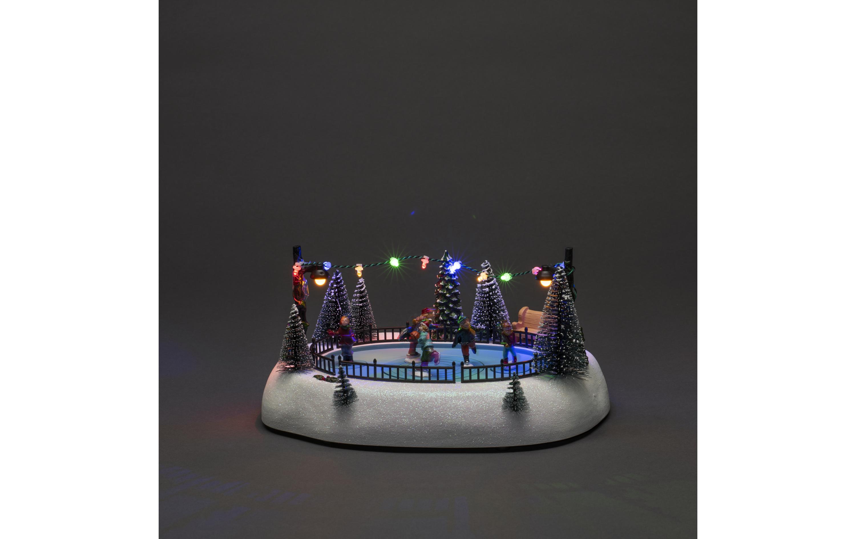 LED-Figur Szenerie Eisbahn mit Musik, 12 Dioden, MehrfarbigLED Fiberoptik Eisbahn