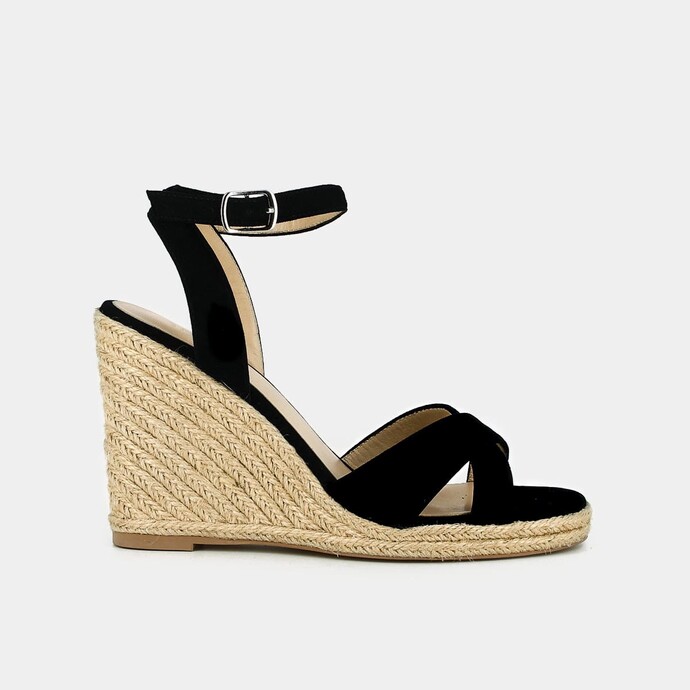 Espadrilles à brides croisées  en velours noir