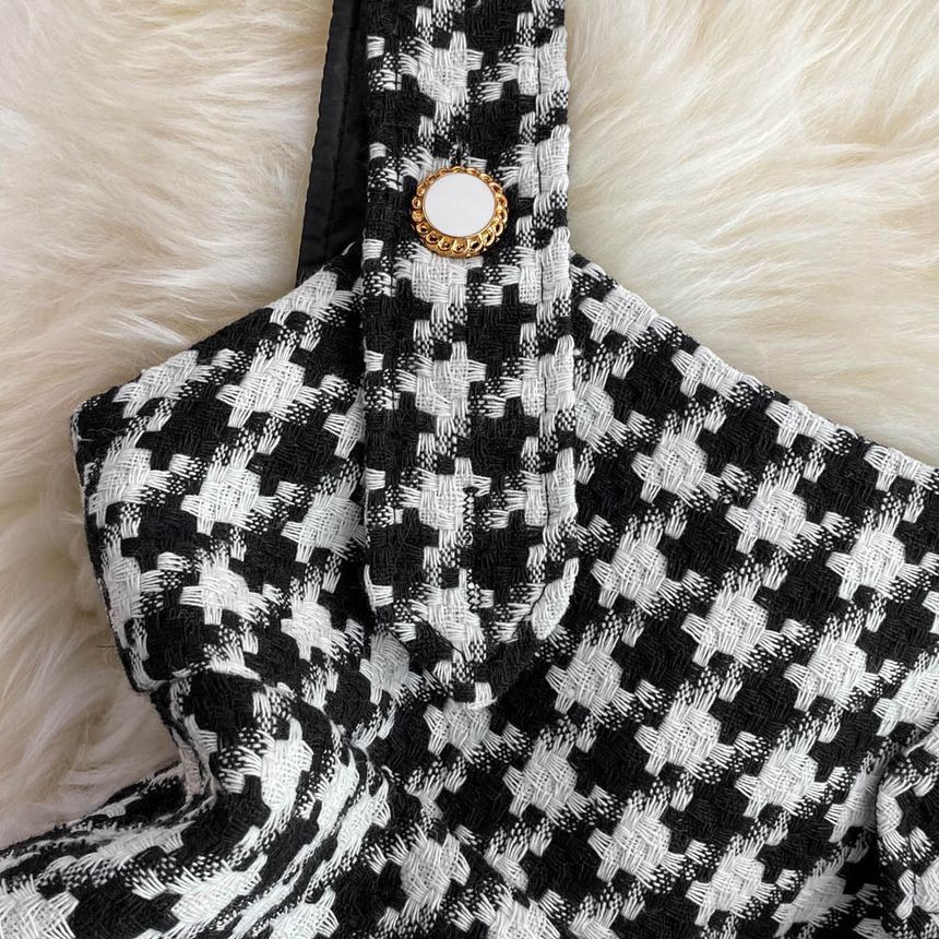Yearnin - Mouwloze Pied-de-poule Tweed Romper