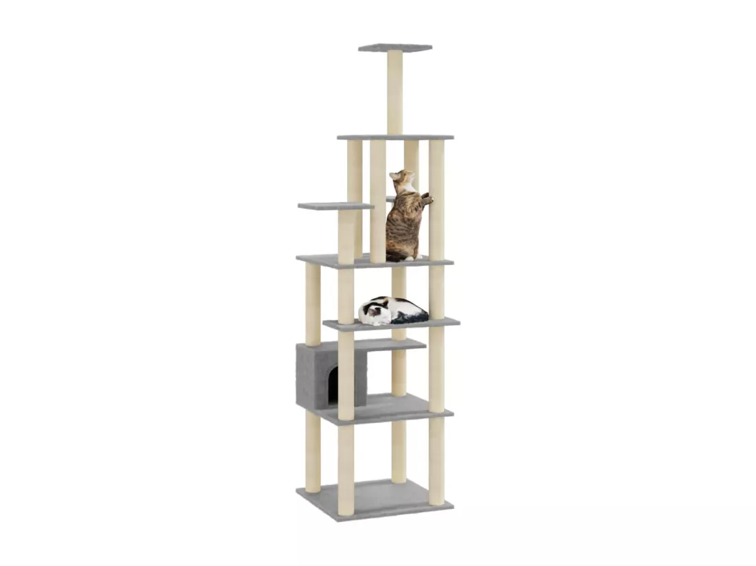 Arbre à chat avec griffoirs en sisal Gris clair 183 cm