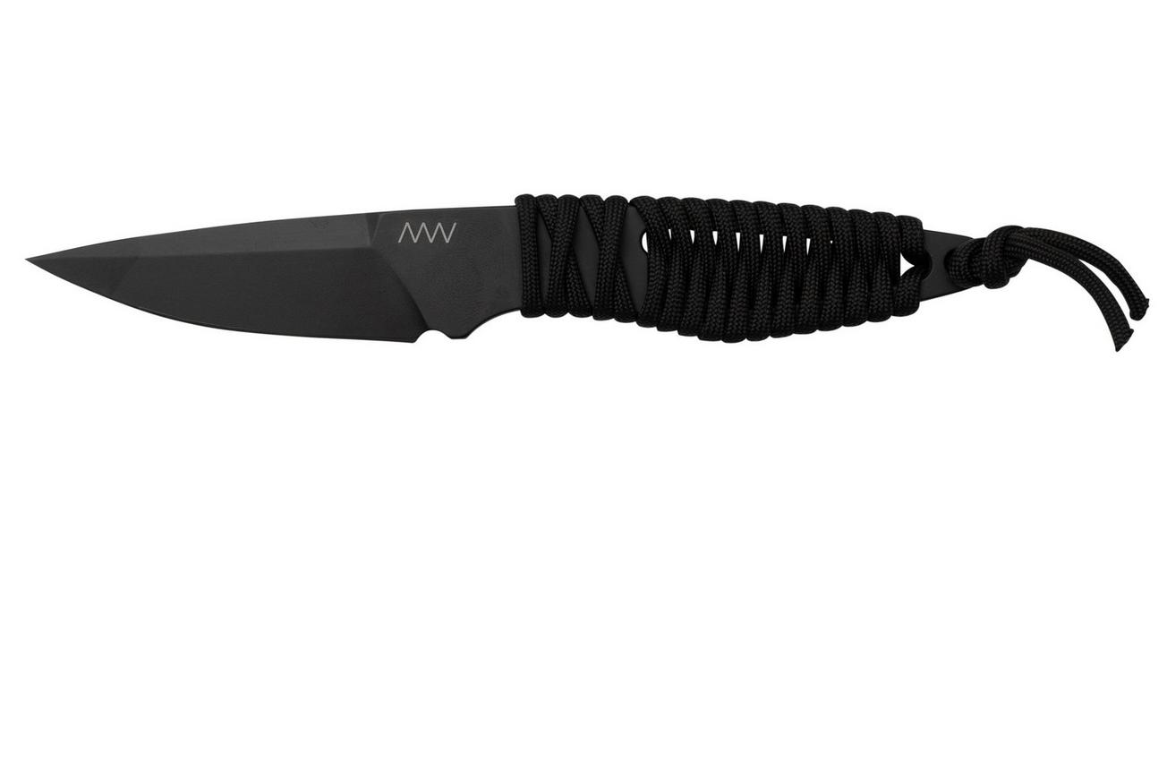 ANV Knives P100 Sleipner Cerakote, Black Paracord, P100-037, Black Kydex Sheath, nekmes