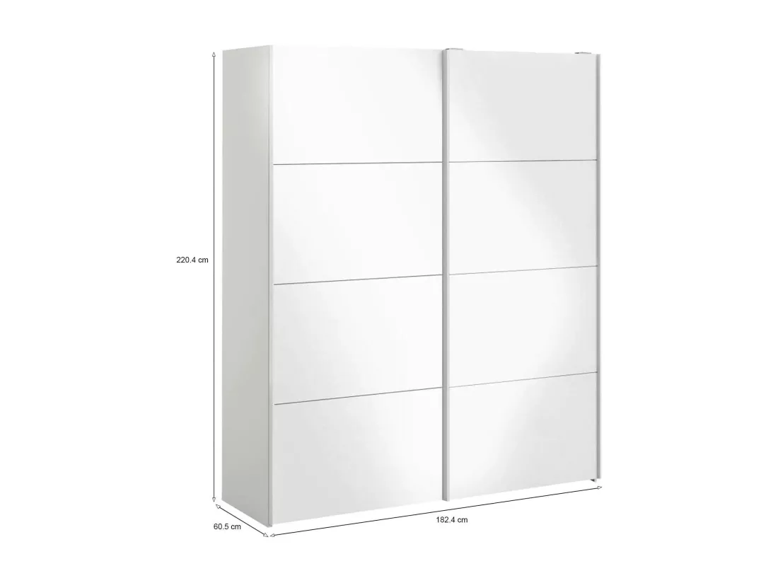 Garde-robe 2 portes Paeng, Meubles de chambre, Penderie de plain-pied, Placard à vêtements, 182x61 h220 cm, Blanc brillant