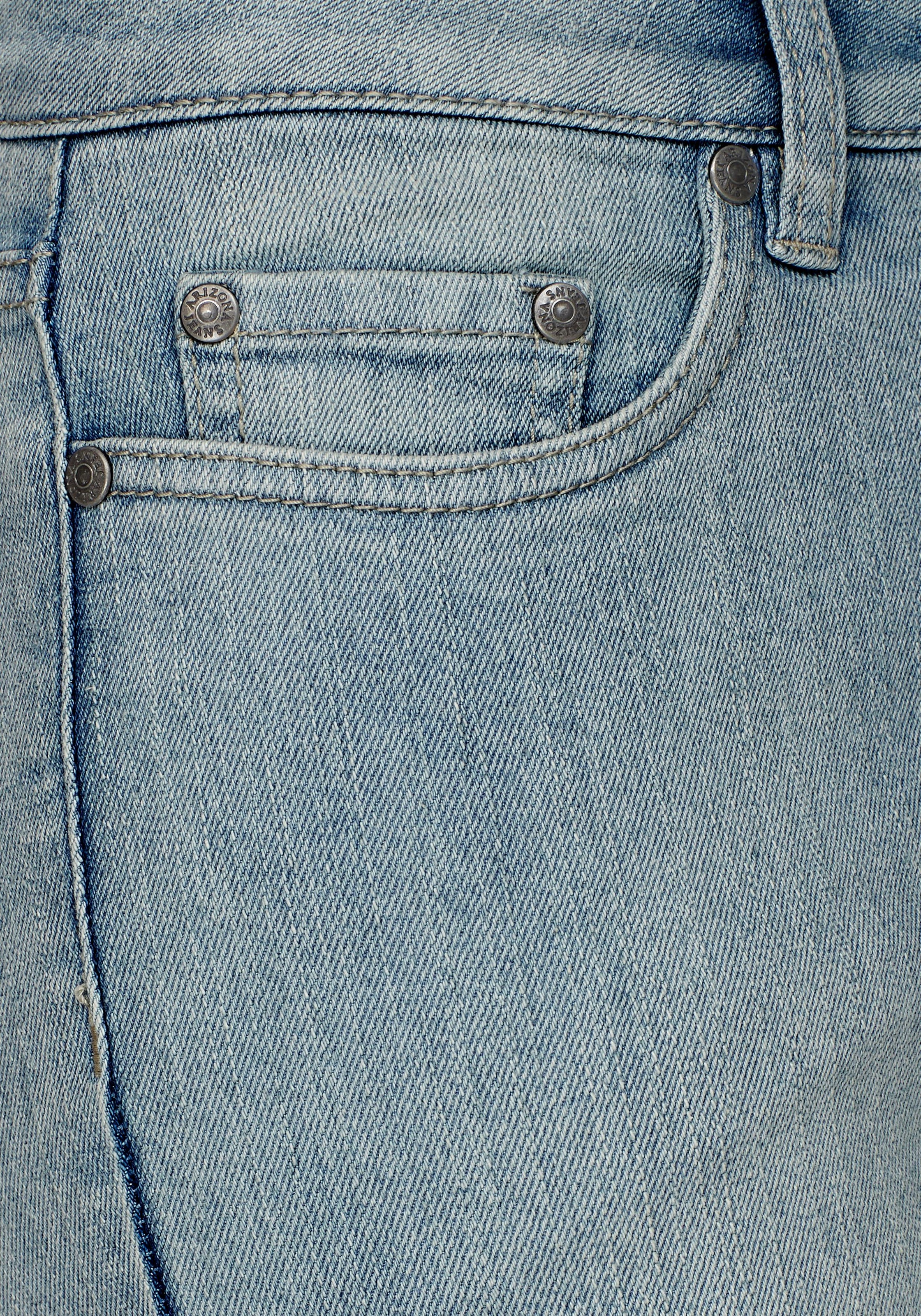 Arizona Jeansbermudas , schmale Passform,  krempelbarer Saum,  Usedwaschung,  hohe Leibhöhe