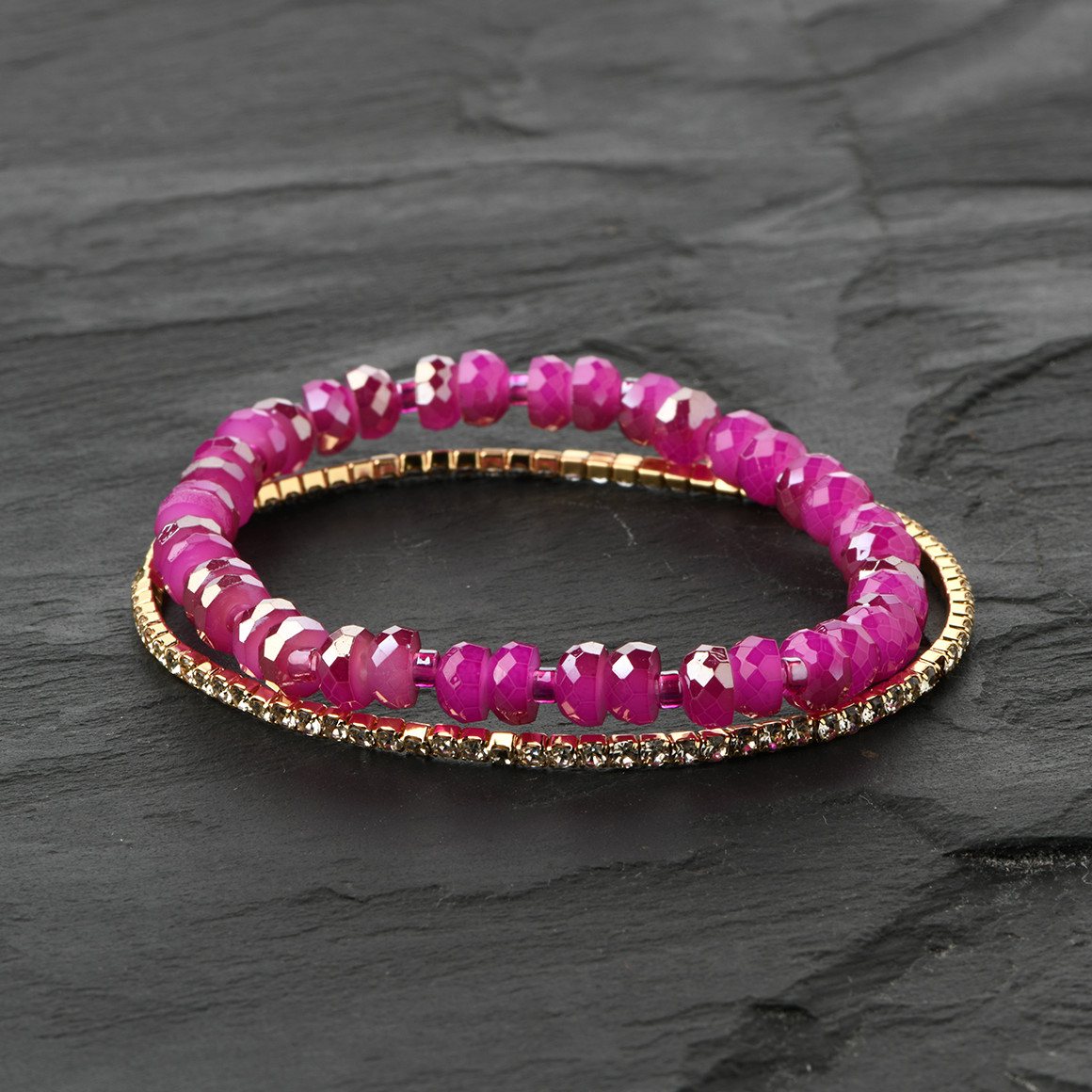 Gina Benotti 2 Damen Armbänder im Set pink / gold