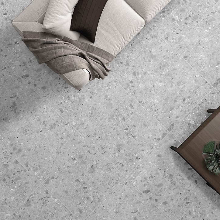 Carrelage sol et mur gris GeoTech 60 x 60 cm