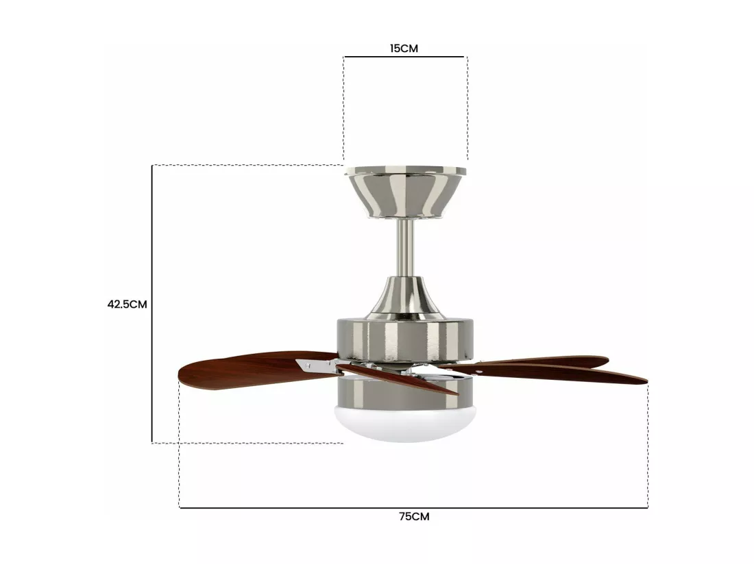 NETTLIFE Ventilateur de plafond blanc avec éclairage, télécommande, silencieux, avec minuterie, 6 pales, pour chambre à coucher