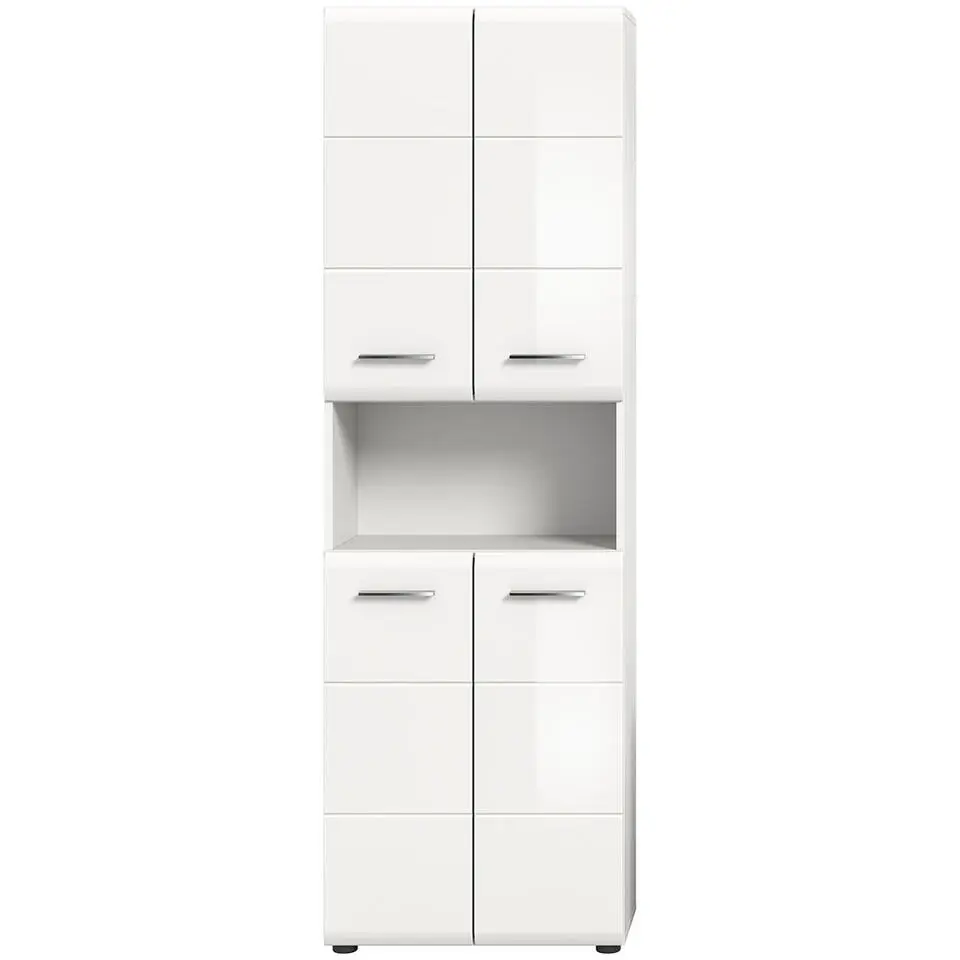 Hioshop Ice kolomkast 4 deuren 1 vak wit hoogglans