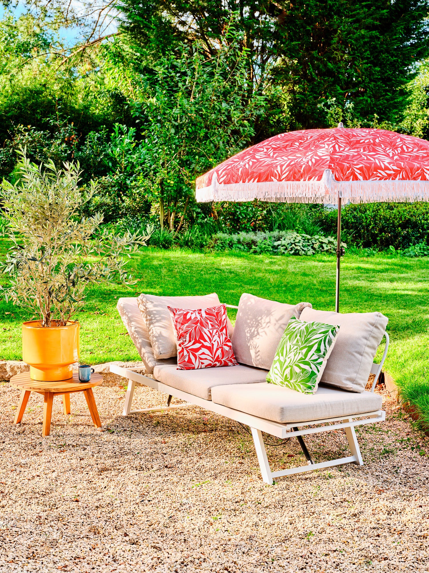 Intratuin tuinbank Julia wit / taupe 198 x 76 x 81 cm