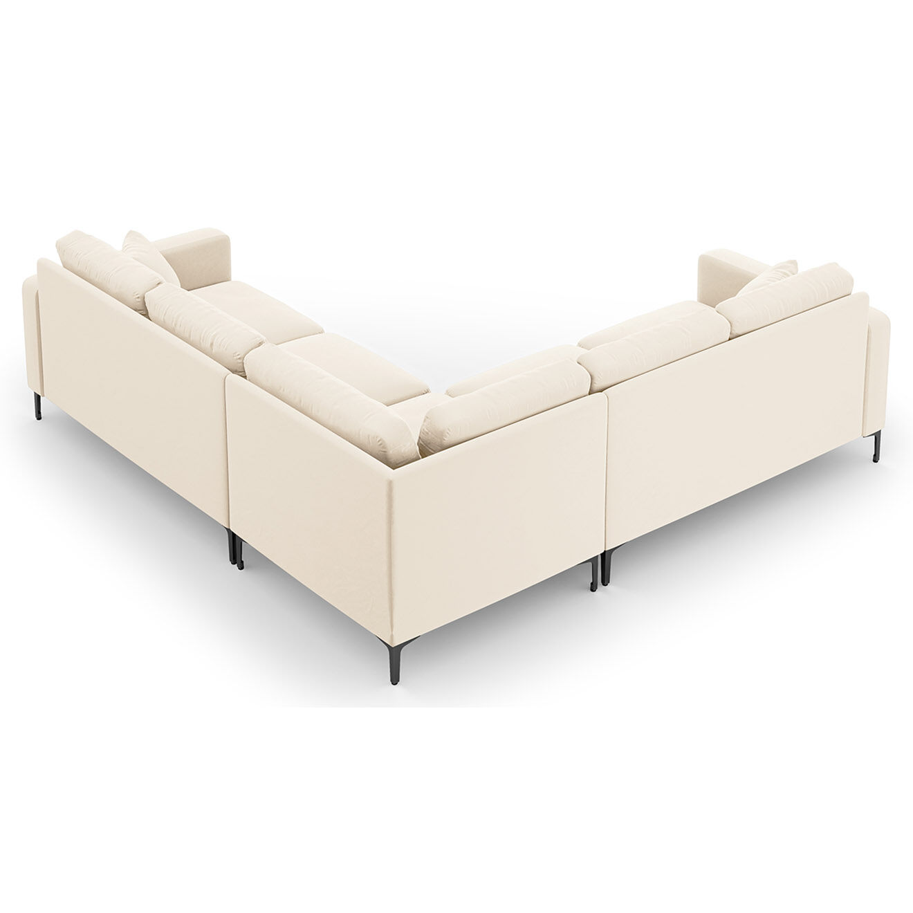 Mazzini Sofas Canapé d'angle Symétrique En Velours Venus 5 Places beige clair - 250x238x90 cm