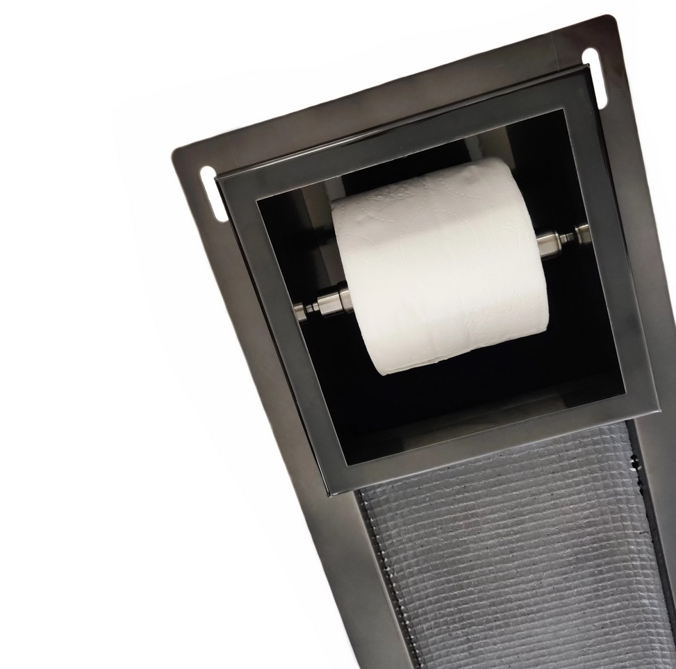 Mueller zwart chromen inbouw toiletrolhouder met reserverol houder