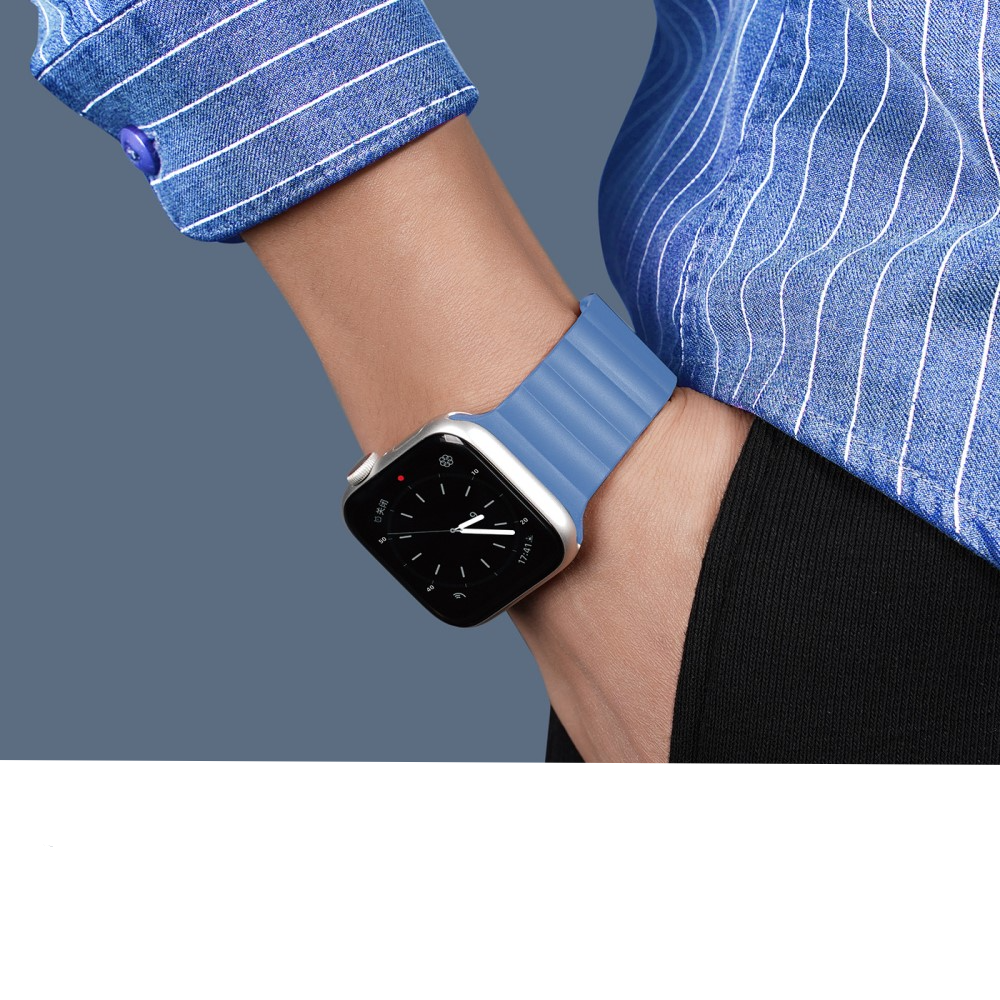 Apple Watch (49/46/45/44 mm) Silikon Armband mit Magnetverschluss (Gelenkumfang: 160-240mm) - Blau