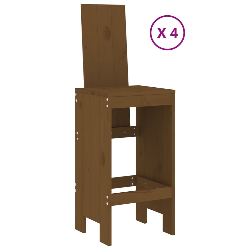 Ensemble de bar de jardin 5 pcs marron miel bois de pin massif