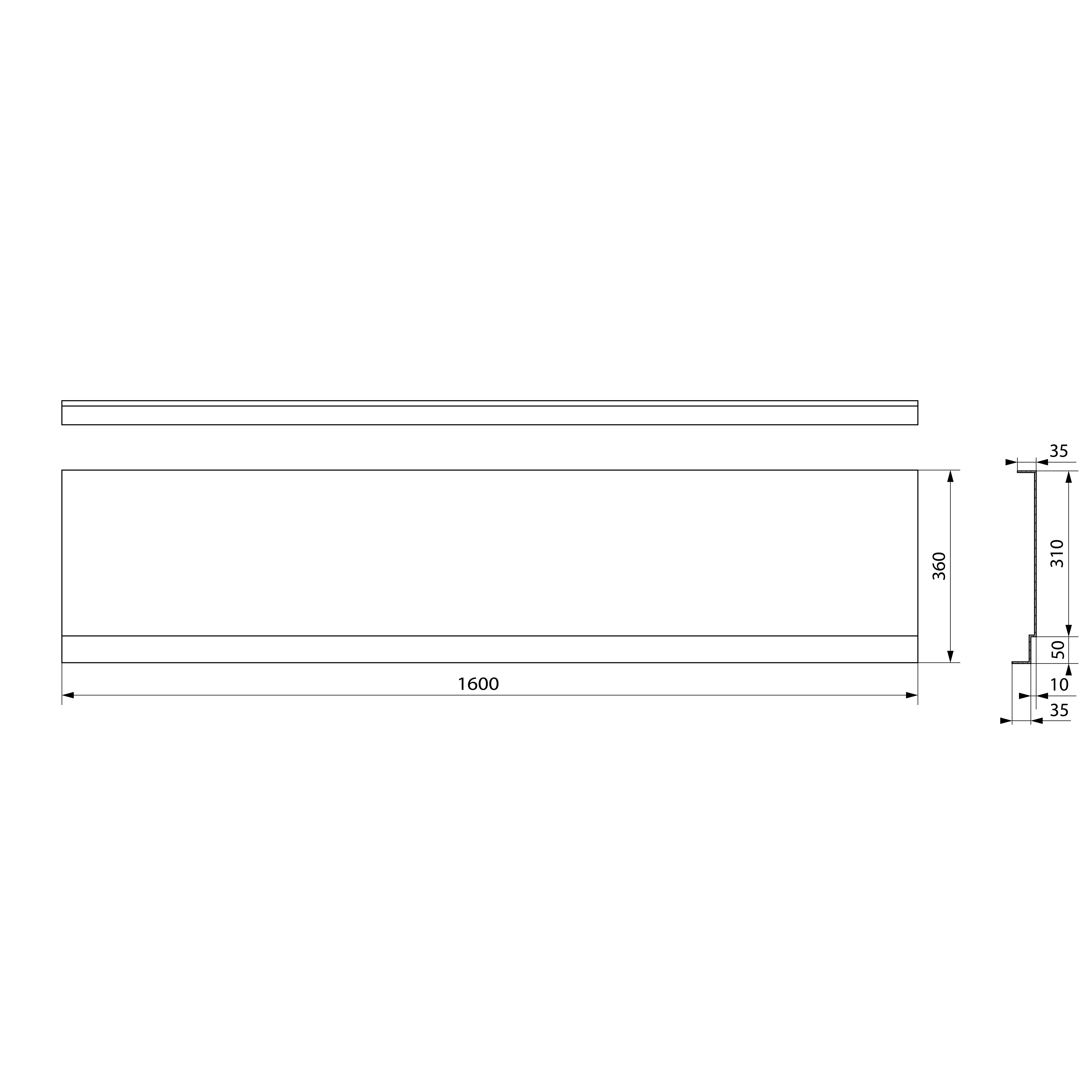 Polysan Deep Plain Nika douchebakpaneel 160x36cm wit