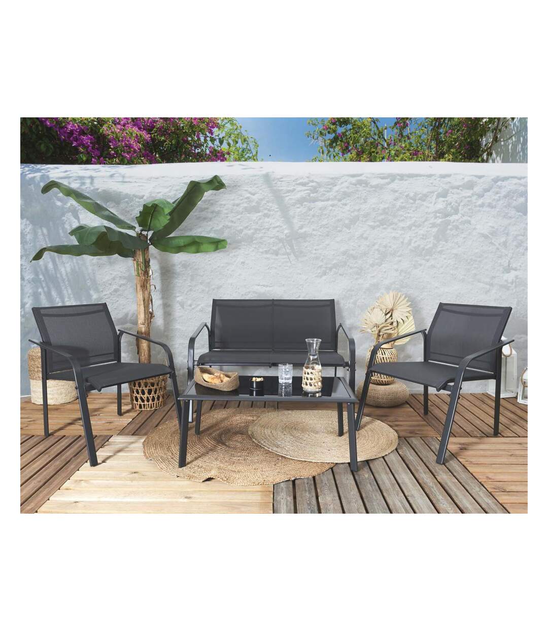 Salon de jardin détente en métal 4 personnes Naxos