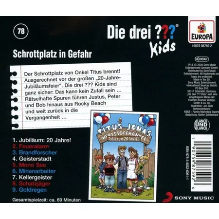 KOSMOS Hörspiel CD Die drei ??? Kids Folge 78 Schrottplatz in Gefahr