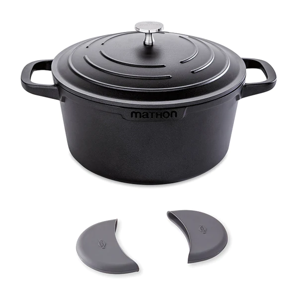 Lot cocotte légère ronde en fonte d'aluminium 20 cm coloris noir et de