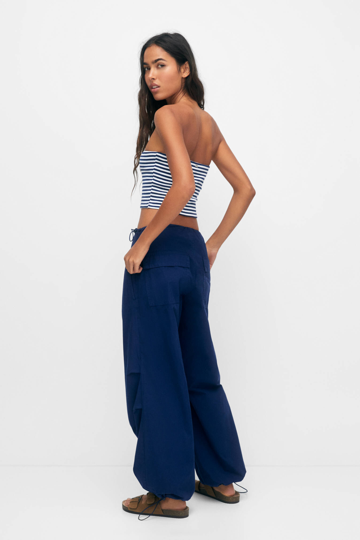Top bandeau listrado - azul marinho