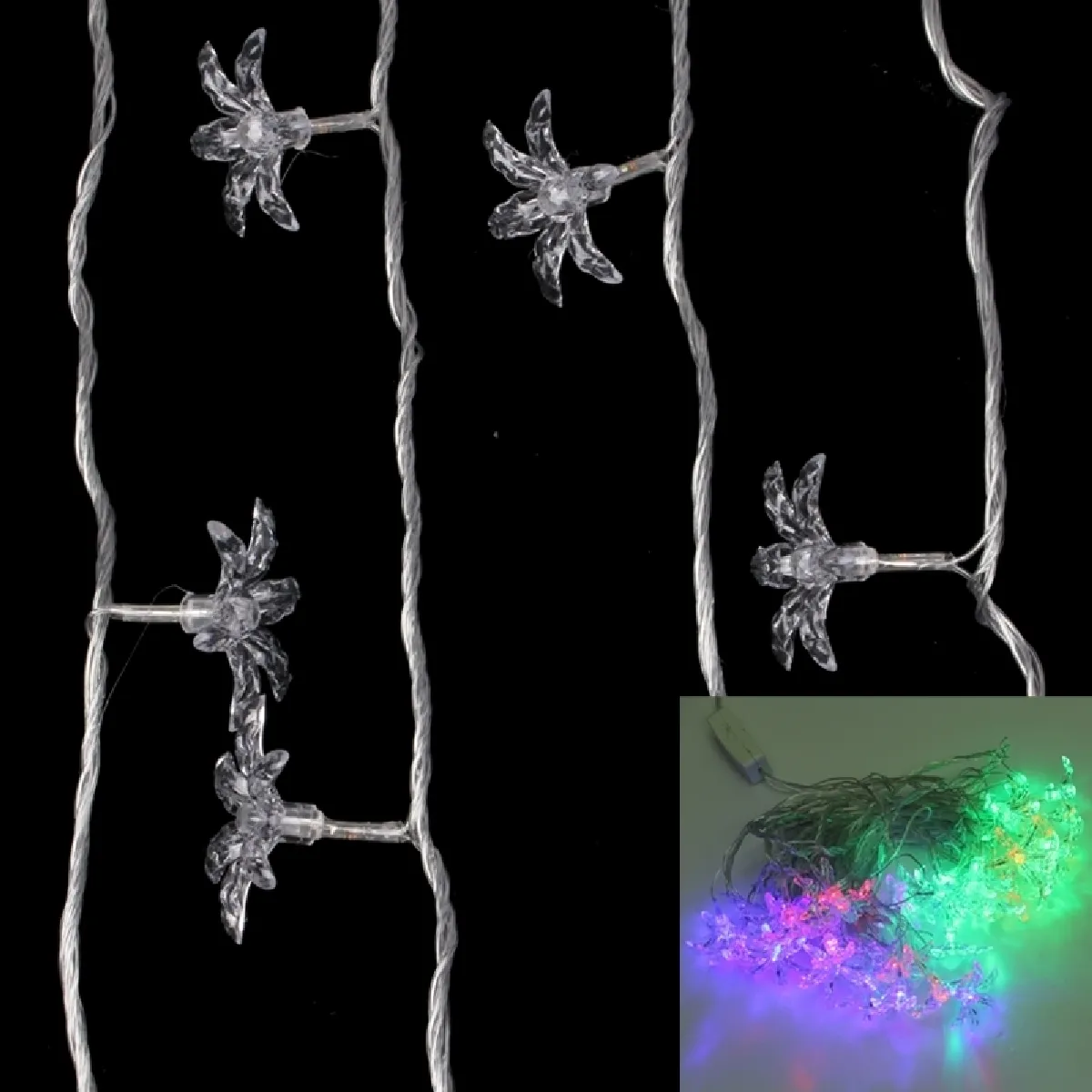 Wewoo Guirlande transparente fleurs multicolores 30-LED 7m AC 12-240V