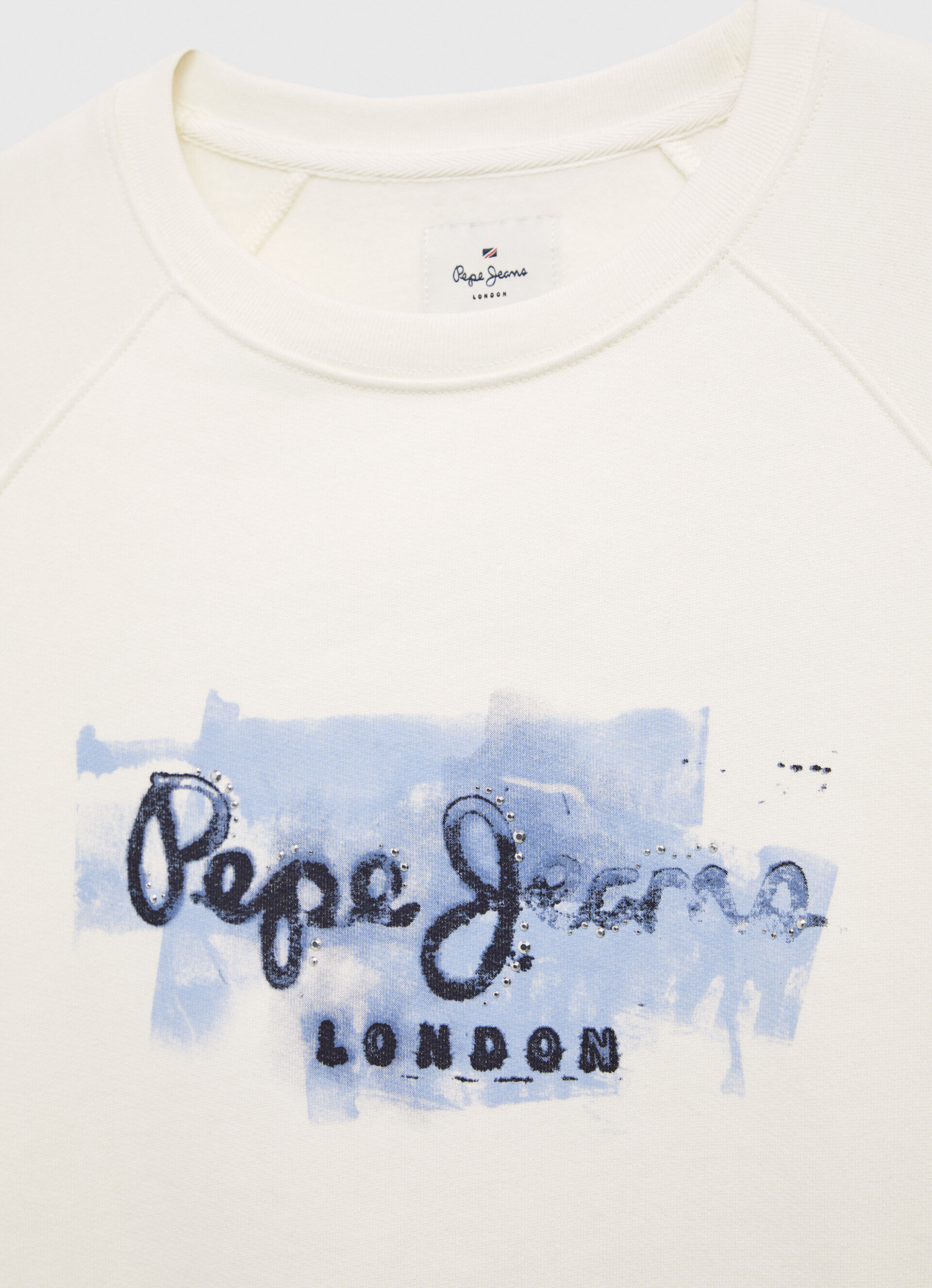 Blusa de moletom cropped de algodão - branco mousse