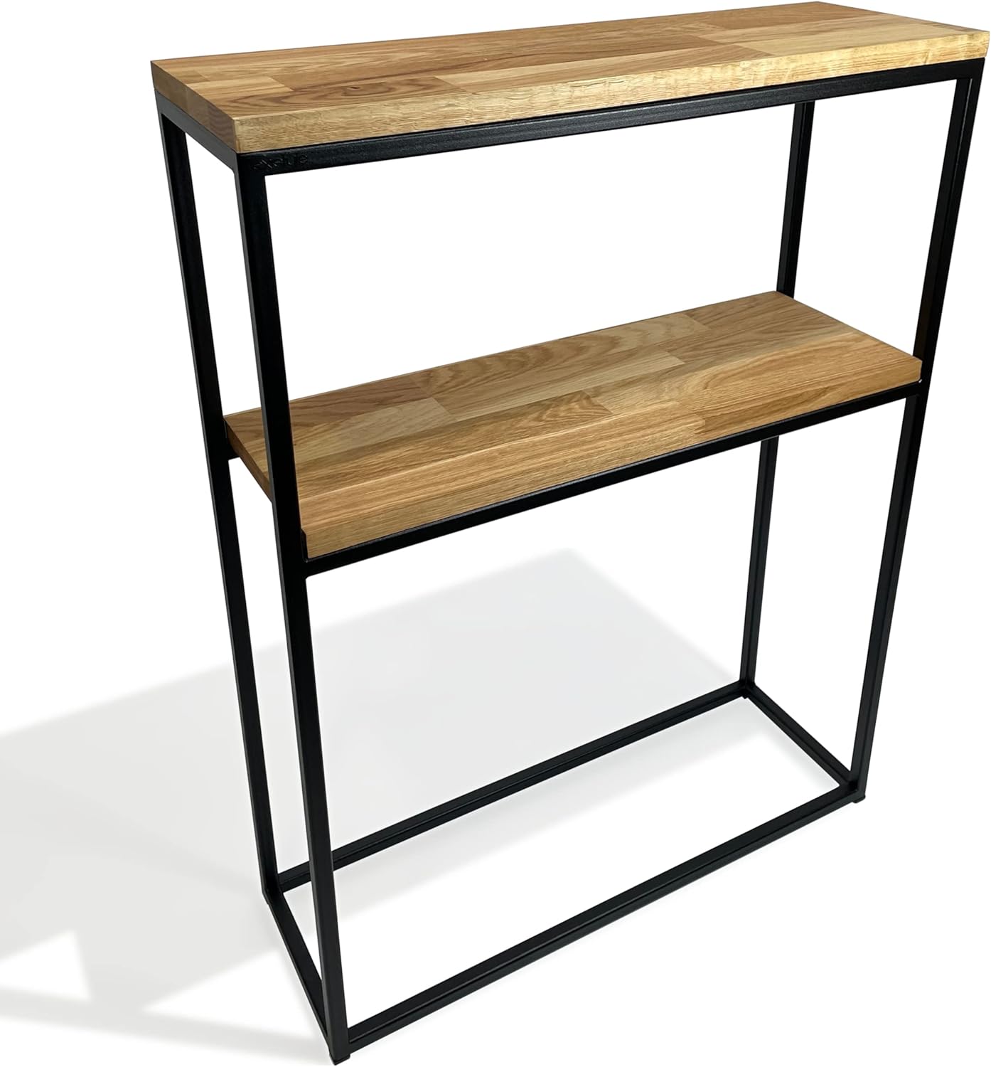 FLEXISTYLE Konsolentisch schwarz Metall Holz Eiche Industrial LOFT Design (60x80x20 Zwei Regale)