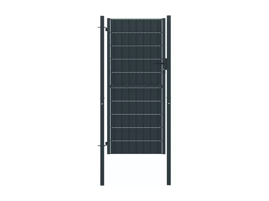 Portail de cl?ture PVC et acier 100x164 cm Anthracite