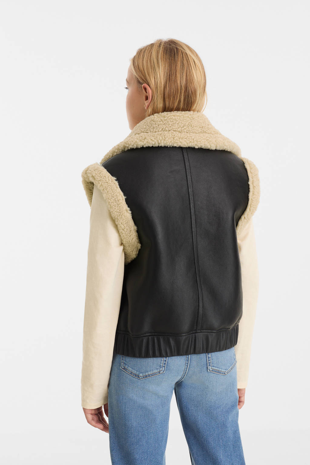 anytime imitatieleren gilet zwart