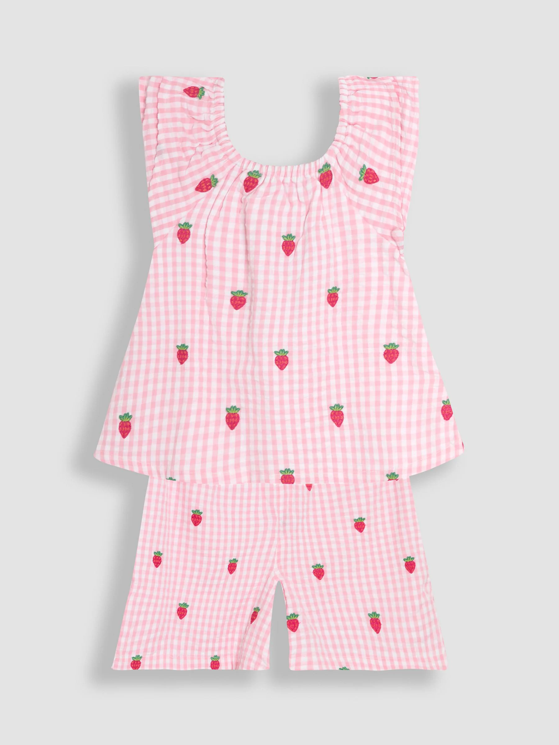 JoJo Maman Bébé - 2 -delige set van blouse en short met aardbeienborduursel